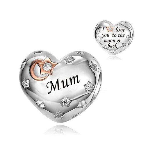 S925 Silver & Rose Gold Love You To Moon & Back Mum Charm  - AVILIA Designs