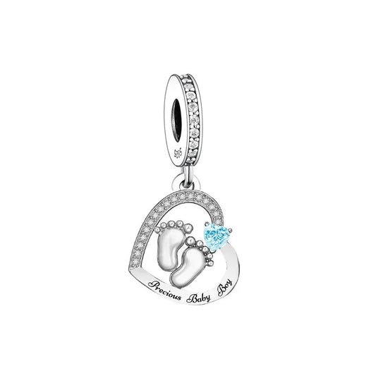 S925 Solid Sterling Silver Newborn Precious Baby Boy Charm Pendant - AVILIA Designs
