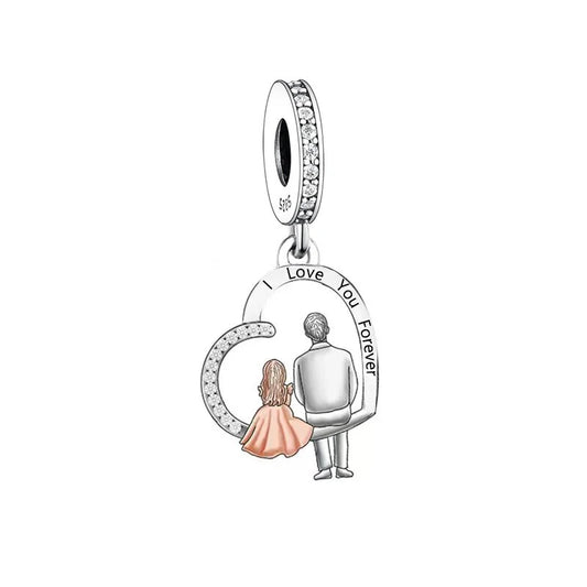 S925 Silver & Rose Gold Father & Daughter Love Charm Pendant  - AVILIA Designs