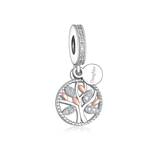S925 Silver & Rose Gold Family Heritage Tree DAUGHTER Charm Pendant  - AVILIA Designs