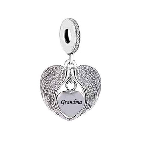 S925 Silver Angel Wings Grandma Heart Charm Pendant - AVILIA Designs