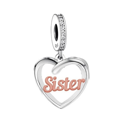 S925 Silver & Rose Gold Open Heart Sister Gift Charm Pendant - AVILIA Designs