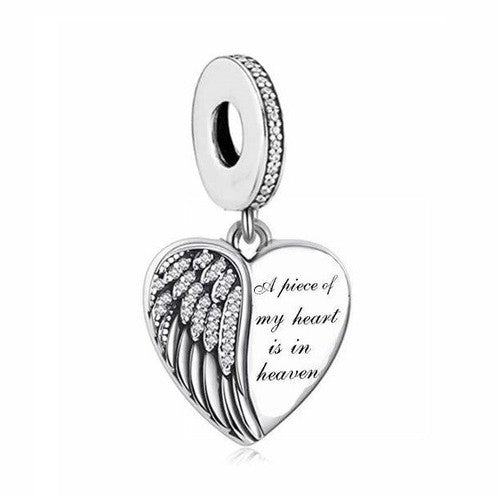 S925 Silver Angel A Piece of My Heart is in Heaven Charm Pendant - AVILIA Designs
