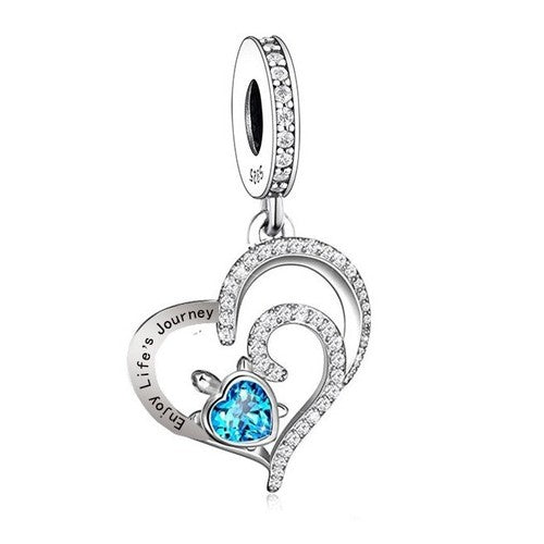 SOLID Sterling Silver Ocean Turtle Enjoy Life's Journey Charm  - AVILIA Designs