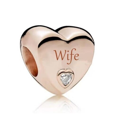 S925 Silver & Rose Gold Family Love - Wife Heart Charm - AVILIA Designs