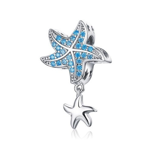 SOLID Sterling Silver Turquoise Starfish Family Ocean Charm Pendant - AVILIA Designs