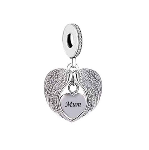 S925 Silver Angel Wings Mum Heart Charm Pendant - AVILIA Designs