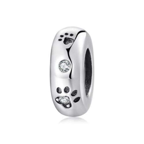 SOLID Sterling Silver Silicone Spacer Pet Paw Cat Dog Charm  - AVILIA Designs
