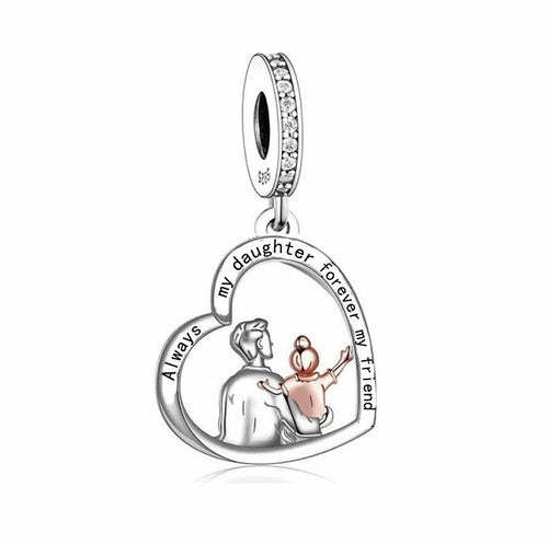 S925 Silver & Rose Gold Father Daughter Always my Friend Charm Pendant - AVILIA Designs