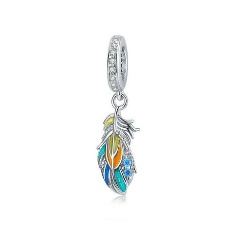 Sterling Silver Colours of the Amazon Feather Bohemia Charm Pendant - AVILIA Designs