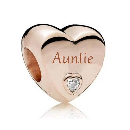 S925 Silver & Rose Gold Family Love - Auntie Heart Charm  - AVILIA Designs