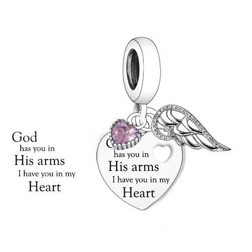 S925 Silver Memorial God has you in his Heart Loss Heart Charm - AVILIA Designs