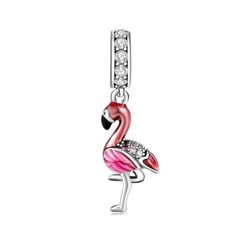 SOLID S925 Silver Pink Tropical Flamingo Charm Pendant  - AVILIA Designs
