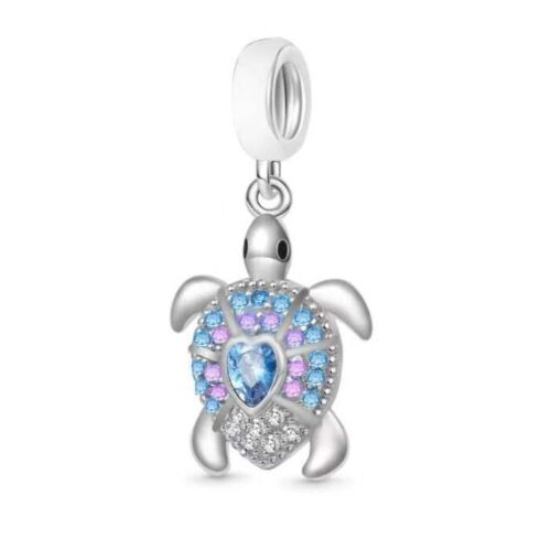 S925 Silver Sparkling Ocean Sea Turtle Charm Pendant  - AVILIA Designs