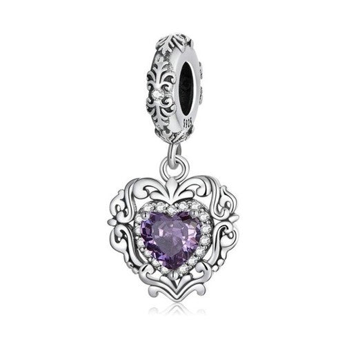 SOLID Sterling Silver Vintage Romance Heart Charm Pendant  - AVILIA Designs