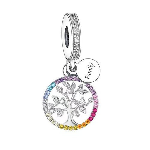SOLID Sterling Silver Colourful Family Tree of Life Charm Pendant - AVILIA Designs