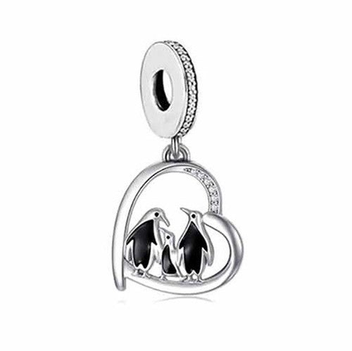 SOLID S925 Silver Arctic Penguin Family Charm Pendant - AVILIA Designs