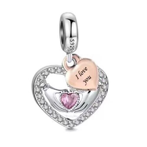 S925 Silver & Rose Gold I Love You Heart Charm Pendant  - AVILIA Designs
