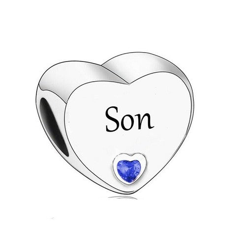 SOLID Sterling Silver SON Heart Family Charm  - AVILIA Designs
