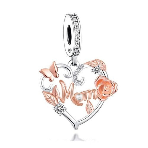 S925 Silver & Rose Gold Floral Garden Mother Mum Charm Pendant - AVILIA Designs