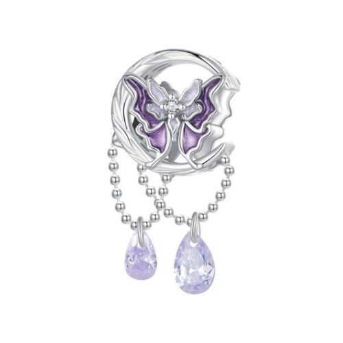 SOLID Sterling Silver Mystic Butterfly Moon Charm Pendant  - AVILIA Designs