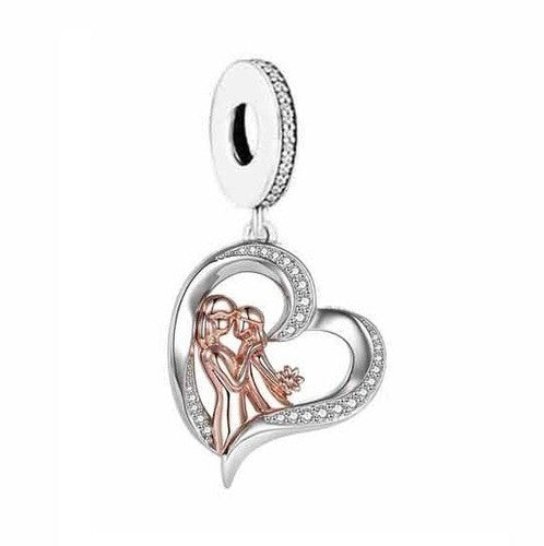 S925 Silver & Rose Gold Mother Daughter Heart Pendant Charm  - AVILIA Designs