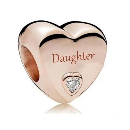 S925 Silver & Rose Gold Family Love - Daughter Heart Charm  - AVILIA Designs