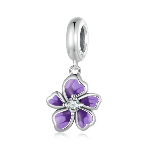 S925 Sterling Silver Violet Petals Flower Charm Pendant - AVILIA Designs