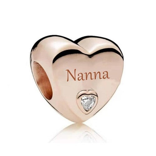 S925 Silver & Rose Gold Family Love GIFT - NANNA Heart Charm  - AVILIA Designs
