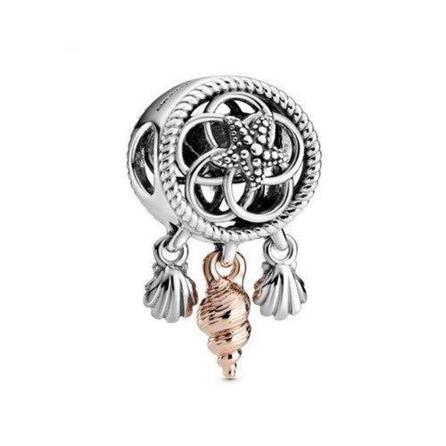 S925 Silver & Rose Gold Starfish Ocean Shell Dreamcatcher Charm - AVILIA Designs
