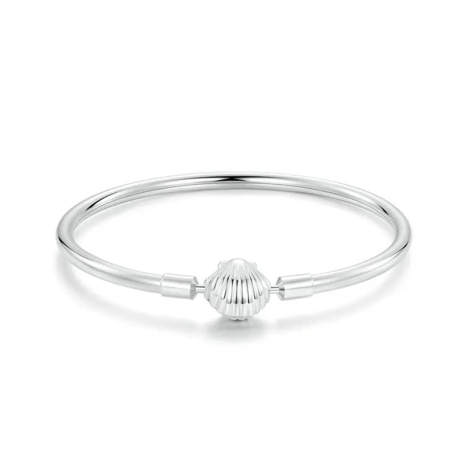 Sterling Silver S925 Oceanic Theme Shell 19cm Charm Bangle - AVILIA Designs