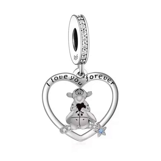 S925 Sterling Silver Tigger Love You Pendant Charm Pooh Bear - AVILIA Designs