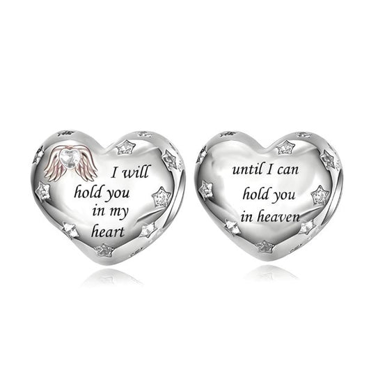 S925 Silver & Rose Gold Memorial Hold you in my Heart Charm  - AVILIA Designs