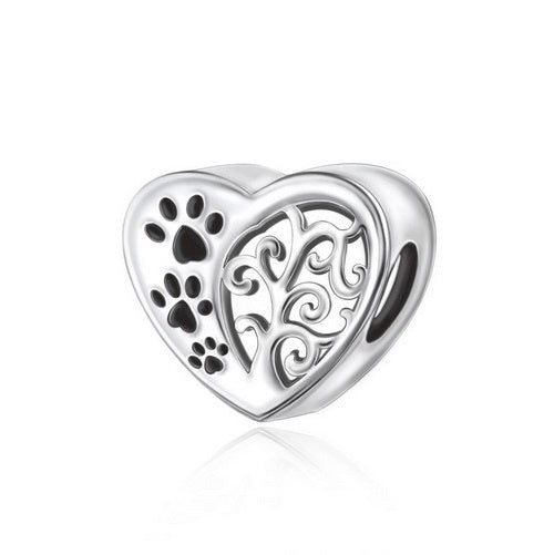 SOLID Sterling Silver Pet Paw Family Tree Charm Cat Dog - AVILIA Designs