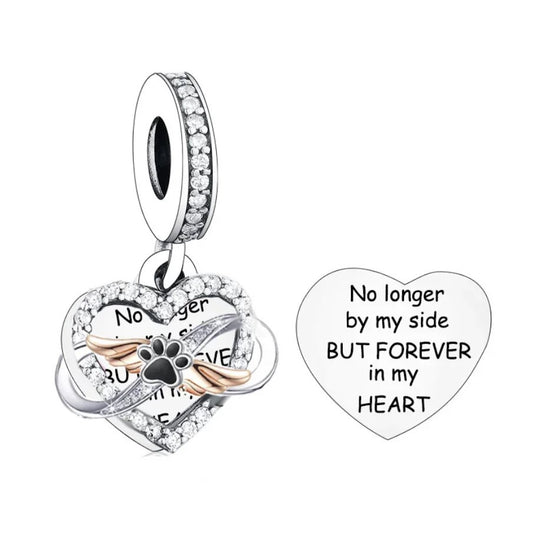 S925 Silver & Rose Gold Pet Loss Memorial Cat Dog Charm Pendant - AVILIA Designs