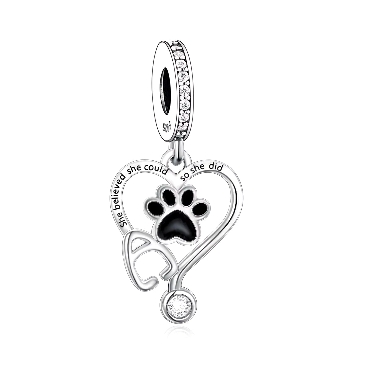 S925 Sterling Silver Vet Nurse Animal Care Grad Charm Pendant - AVILIA Designs