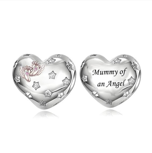 S925 Silver & Rose Gold Love Mummy of An Angel Baby Child Heart Charm -AVILIA Designs